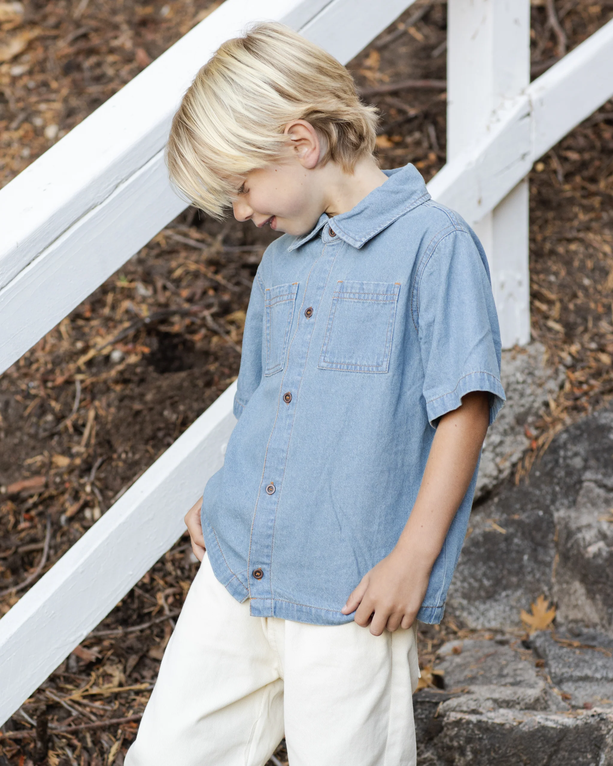 Denim Short Sleeve Overshirt Washed Blue - Image 3