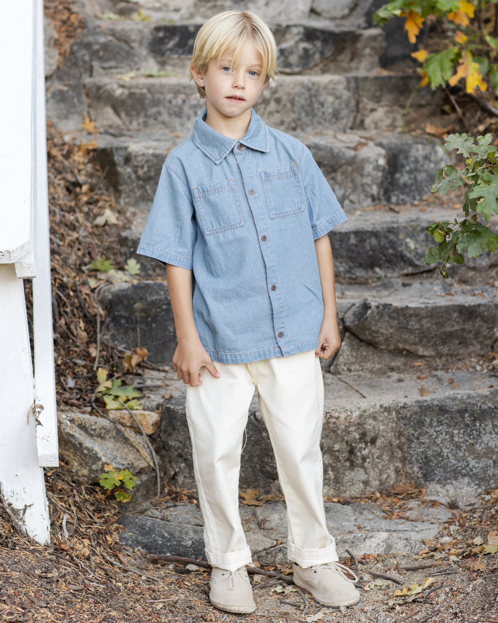 Denim Short Sleeve Overshirt Washed Blue - Image 4