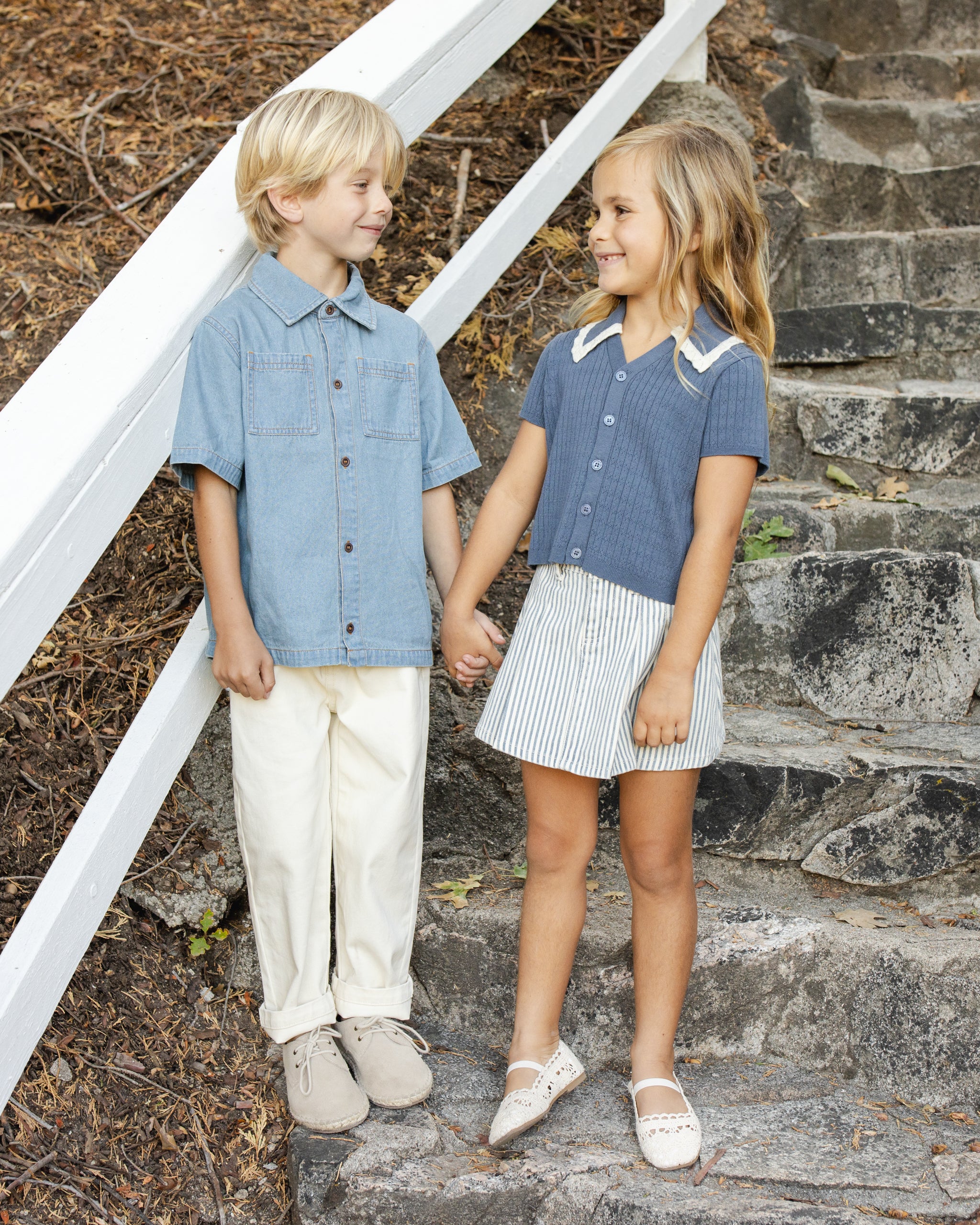 Denim Short Sleeve Overshirt Washed Blue - Image 6