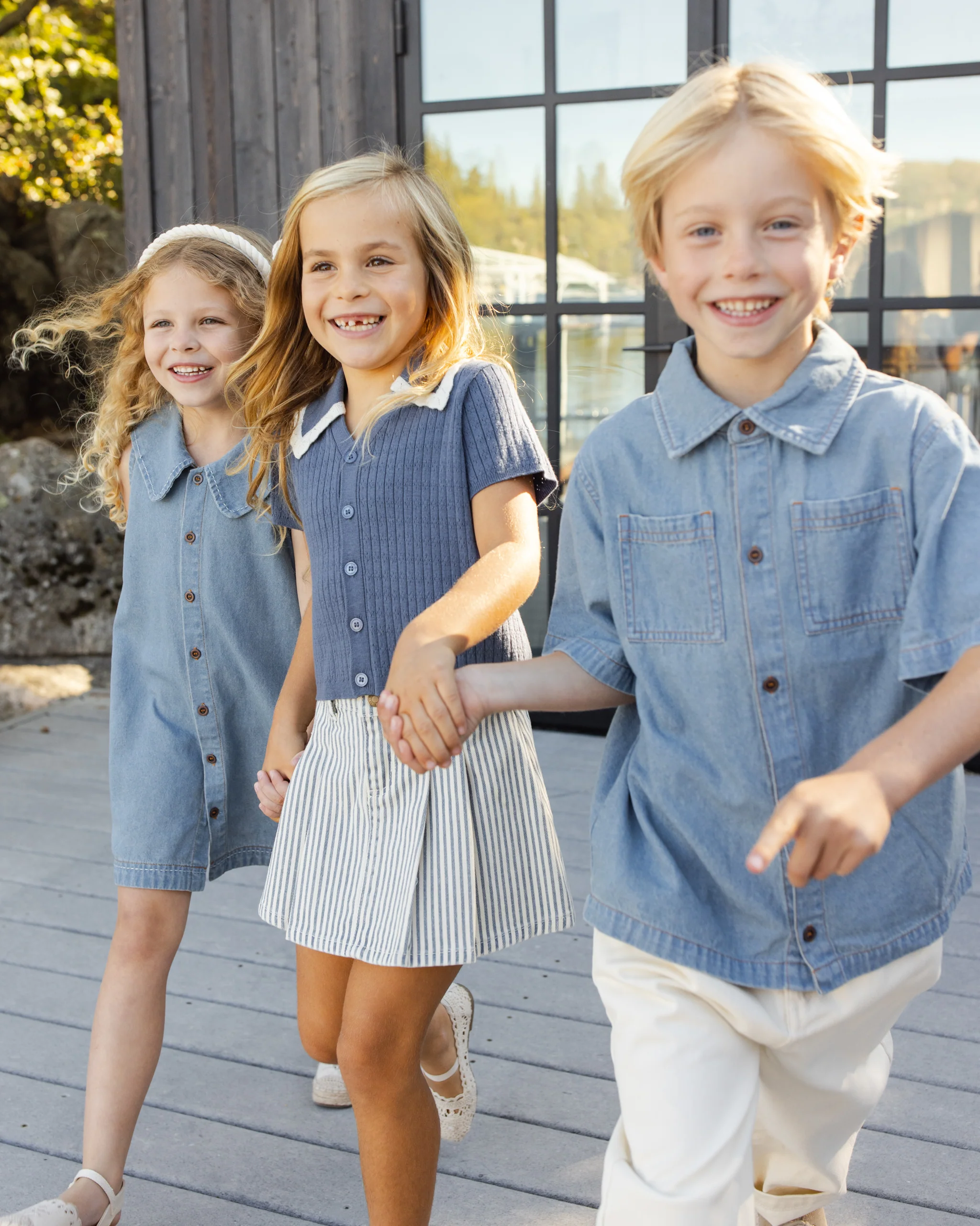 Denim Short Sleeve Overshirt Washed Blue - Image 7